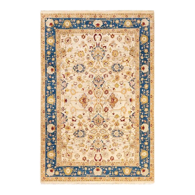 Mogul, One-of-a-Kind Hand-Knotted Area Rug in Ivory, 6' 0" x 8' 10" For Sale