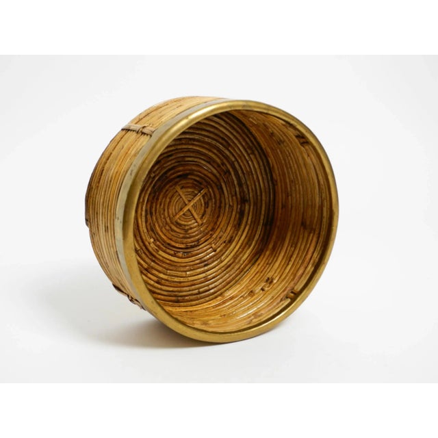 Brown Mid-Century Modern Italian Bamboo Bowls with Brass Rims, 1960s, Set of 2 For Sale - Image 8 of 17