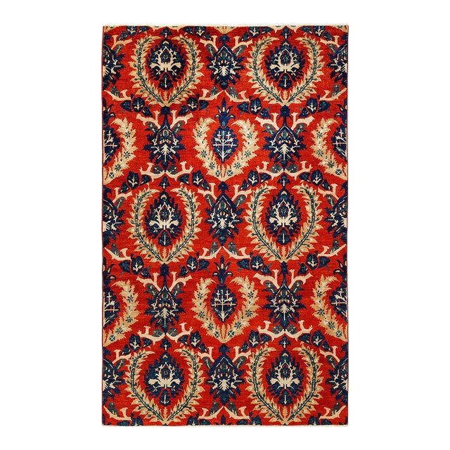 Eclectic Collection Hand-Knotted Area Rug - Orange 6' 7" x 10' 5" For Sale