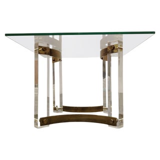 Brass and Acrylic Glass Coffee Table, 1970s For Sale