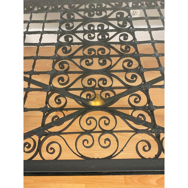 Elegant Wrought Iron Coffee Table With Glass Top and Gilt Accent For Sale - Image 12 of 12