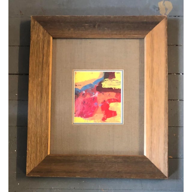 Original Vintage Abstract Painting Distressed Wood Frame For Sale - Image 4 of 4