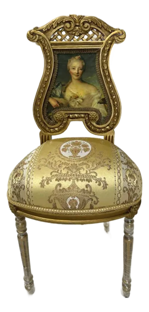 Gold Accent Chair With Lady Portrait – Elegant Baroque Style