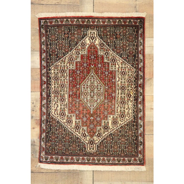 Coffee Vintage Persian Sanadaj Accent Rug - 02'05 X 03'05 For Sale - Image 8 of 9