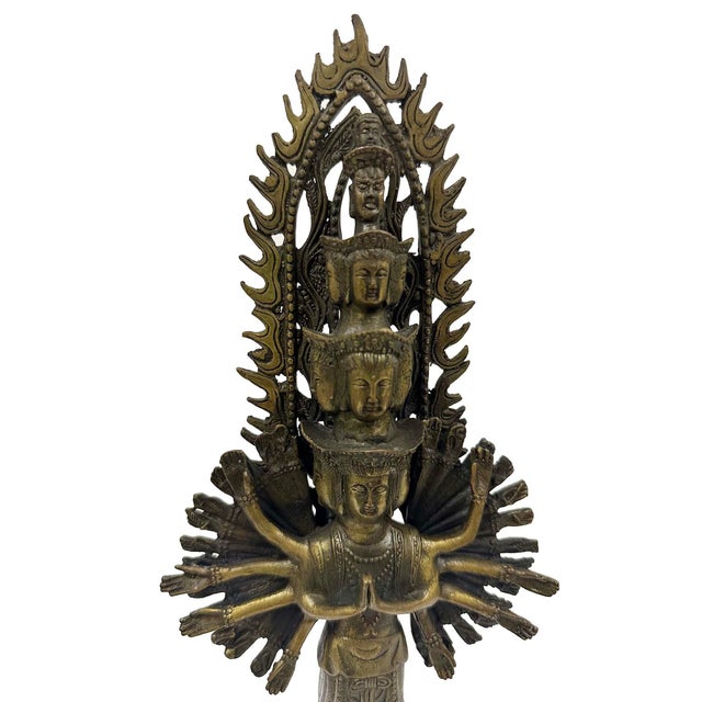This sculpture is a bronze depiction of the Eleven-Headed, Thousand-Armed Avalokiteshvara (known as Sahasrabhuja...