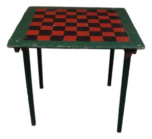 Early 20th Century Folk Art Hand-Painted Collapsible Game Table / Chess Board