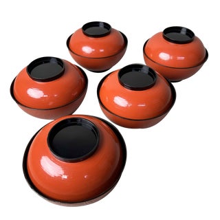 Meiji Era Urushi Maki-E Owan Bowls, 1890s, Set of 5 For Sale