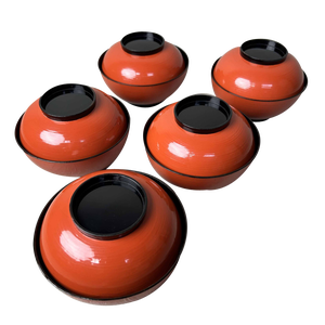 Meiji Era Urushi Maki-E Owan Bowls, 1890s, Set of 5