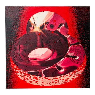 "Updraft Red" by Michael DesRosiers Abstract Mixed-Media on MDF Panel (2025) For Sale