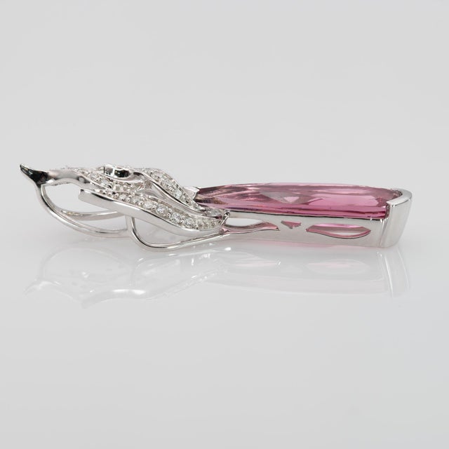 Metal 3.2Ct Pink Tourmaline Pendant With Earth Mined Diamond Accents: Solid 18k Gold For Sale - Image 7 of 8