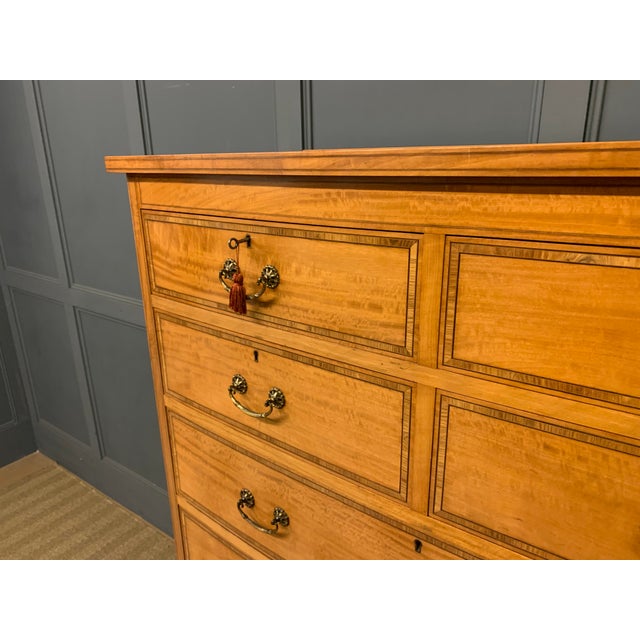 1900 - 1909 Inlaid Satinwood Tallboy, 1905 For Sale - Image 5 of 18