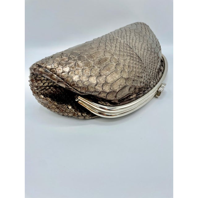 Chanel Chanel Silver Python Timeless Clutch For Sale - Image 4 of 9