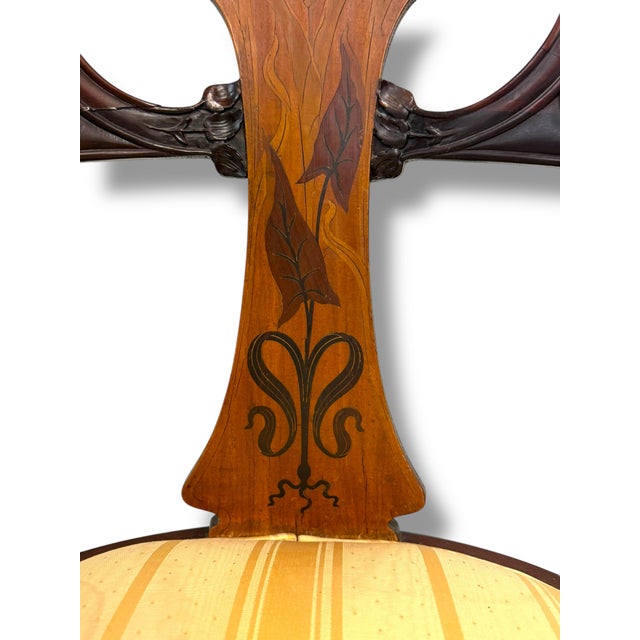 1920s An Art Nouveau Wood Inlaid Chair For Sale - Image 5 of 9