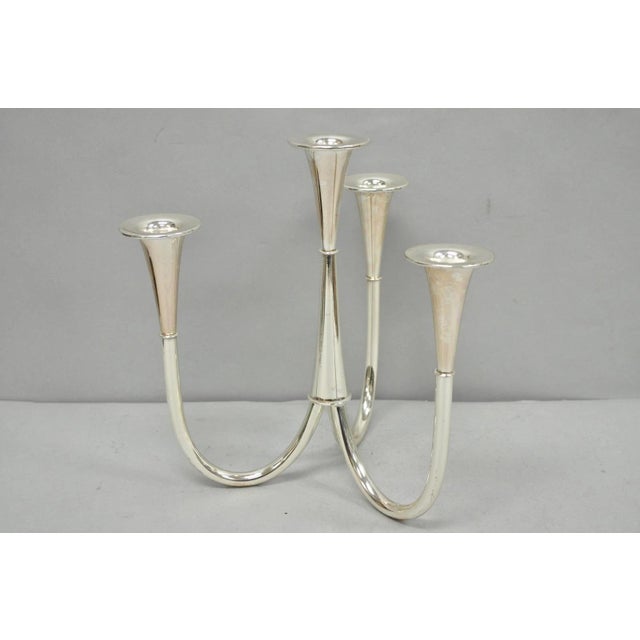 Vintage Wilhelm Wagenfeld for WMF Silver Plated Modern Candelabra Candle Holder For Sale - Image 15 of 15