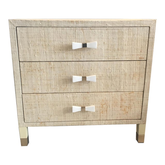 Natural Grasscloth Nightstand Chairish