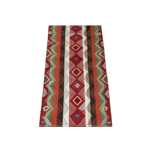 Tribal 1950s Vintage Persian Kilim Runner With Multicolor Stripes and Diamonds by Rug & Kilim For Sale - Image 3 of 8