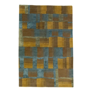 2010s Modern Shakti Wool & Silk Tibetan Rug With Multicolor Abstract Design For Sale