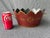 Vintage Maroon Gold Hand Painted French Tole Cachepot For Sale - Image 12 of 13