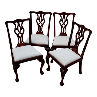 Late 20th Century Vintage Craftique Chippendale Mahogany Side Chairs - Set of 4 For Sale