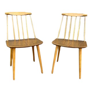 Mid 20th Century Pair of Mid Century Folke Palsson Spindle Back Side Chairs For Sale