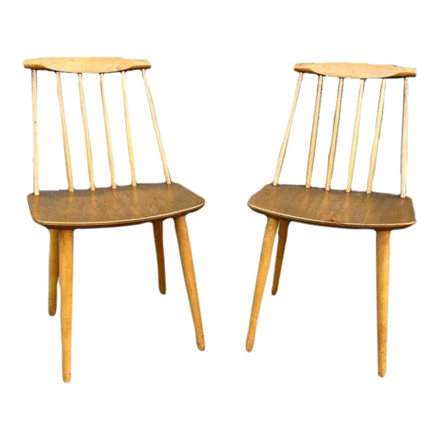 Mid 20th Century Pair of Mid Century Folke Palsson Spindle Back Side Chairs For Sale