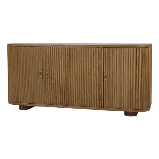 Scandinavian Reeded Wood Sideboard For Sale