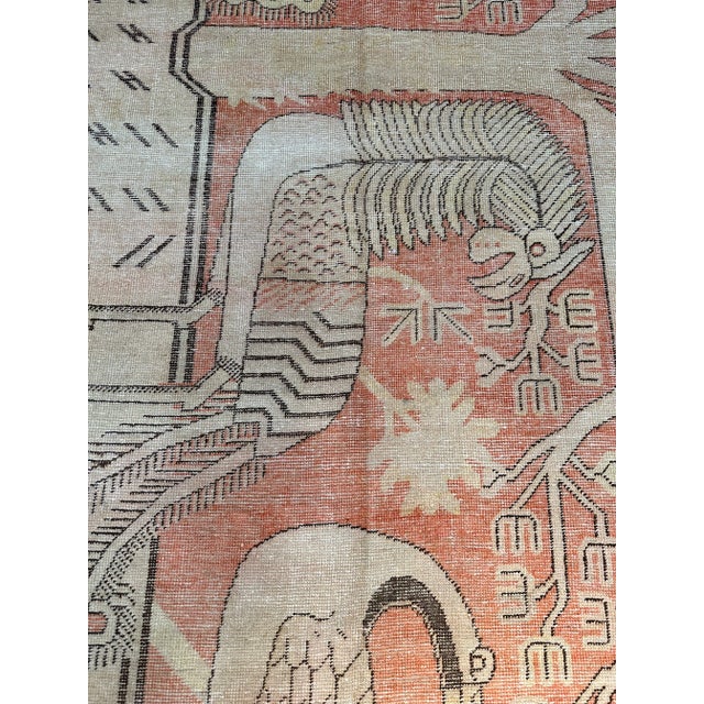 1900s Oriental Animal Print Khotan Samarkand Rug For Sale - Image 4 of 5