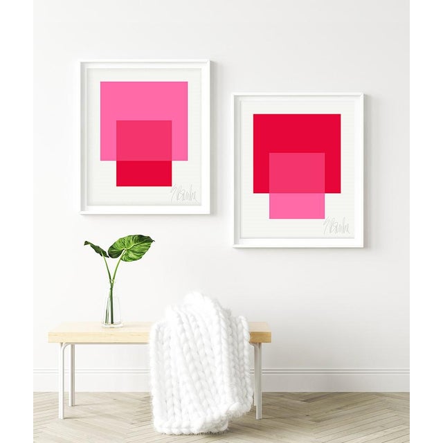 Contemporary The Interaction of Bright Pink and Red Fine Art Print 40" X 50" by Liz Roache For Sale - Image 3 of 6