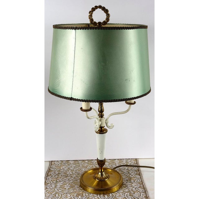 French Bouillotte Brass Shade Table Lamp from Unbekannt, 1950s For Sale - Image 4 of 11