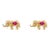 18k Solid Gold Art Deco Elephant Earrings With Ruby & Diamonds- A Pair For Sale