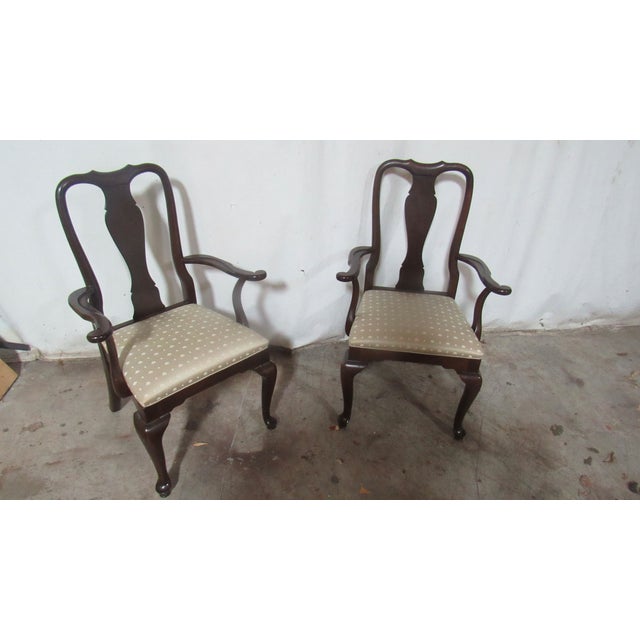 Wood 1980s Ethan Allen Dining Room Chairs Georgian Court Queen Anne Eight For Sale - Image 7 of 9
