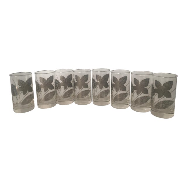 Mid-Century Modern Libby Silver Leaf Tumblers- Set of 8 For Sale