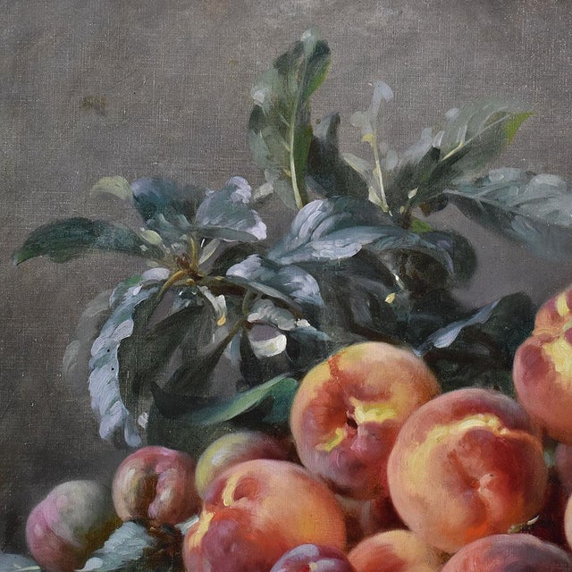 Gustave Émile Couder, Still Life with Fruit, Peaches and Plums, Oil on Canvas, 1894, Framed For Sale - Image 7 of 11