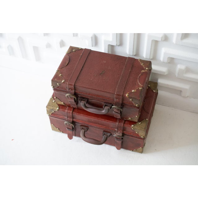 American Midcentury Vintage Stacking Trunks - a Pair For Sale - Image 3 of 9