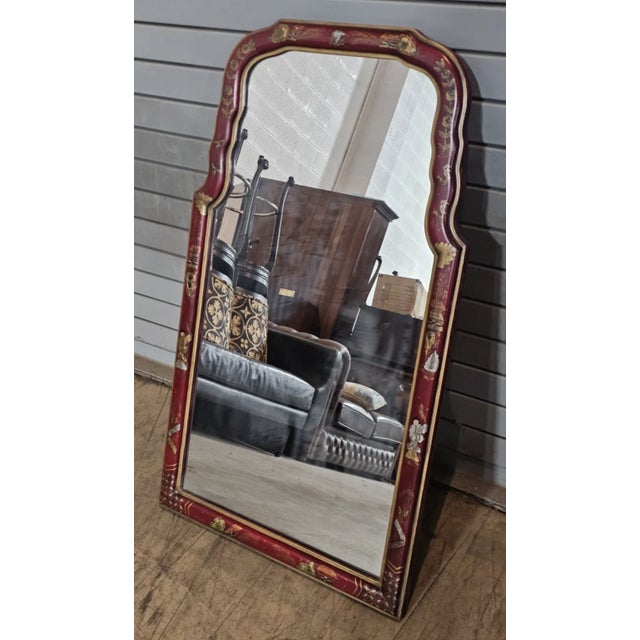 Friedman Brothers Late 20th Century Friedman Brothers Chinoiserie Mirror Williamsburg Style Red Lacquer Frame For Sale - Image 4 of 9