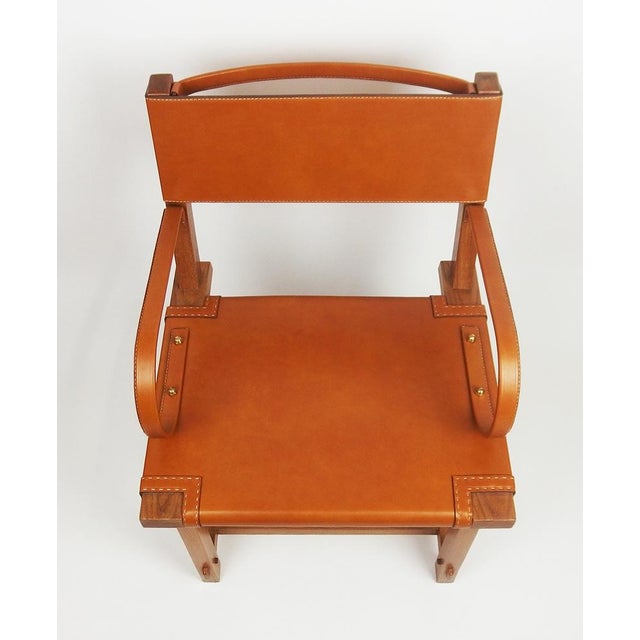 Mid-Century Modern Leather Armchair by Jacques Adnet, 1940s For Sale - Image 3 of 14
