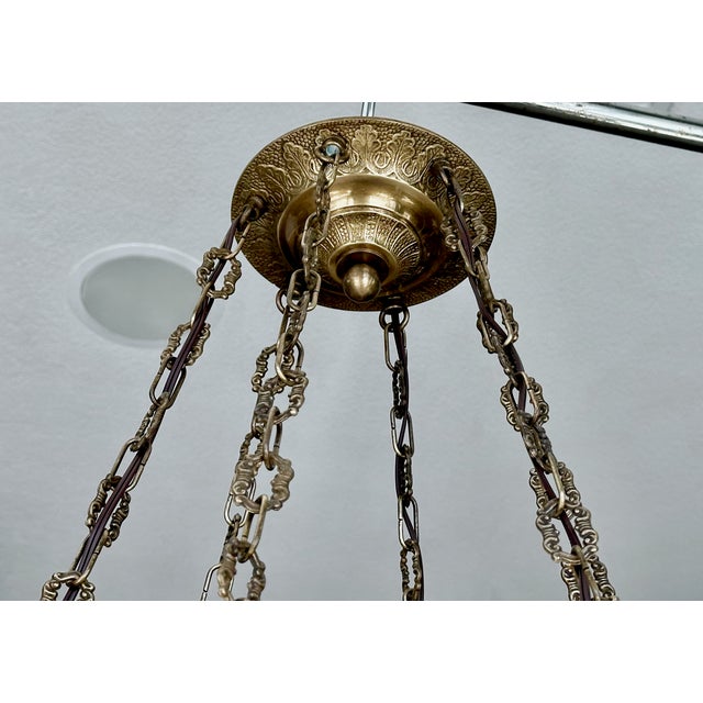 Large French Directoire Style Alabaster Chandelier Pendant Light For Sale - Image 15 of 17