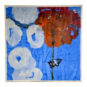 Modern, Large Watercolor, Abstract Blue Sky, Floating, Framed, C. 1990s