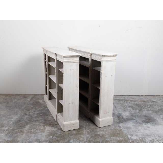 English Pair of English 19th Century Neoclassical Style Painted and Carved Pine Shelves For Sale - Image 3 of 11