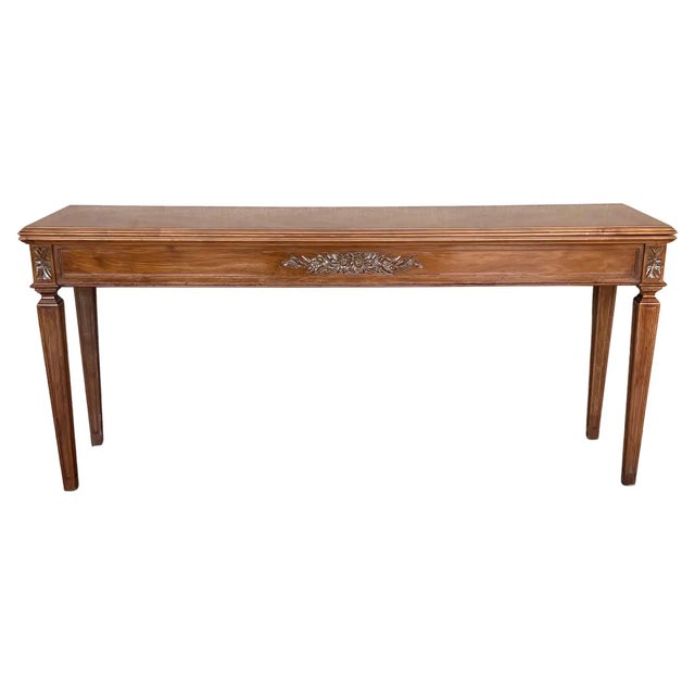 French Louis XVI Style Carved Oak Convertible Console or Dining Table For Sale - Image 13 of 13