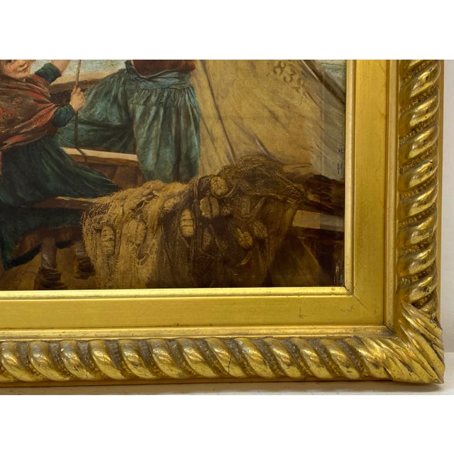 Impressionist 19th Century Georges Jean Marie Haquette "Fishermans Daughter" Original Oil Painting W/Print For Sale - Image 3 of 12