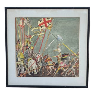 Attributed to Willy Pogány Gothic Medieval Knights Watercolor, Circa 1920s–1930s For Sale