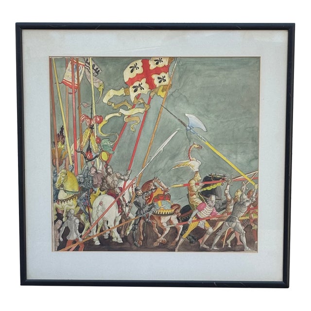 Attributed to Willy Pogány Gothic Medieval Knights Watercolor, Circa 1920s–1930s For Sale