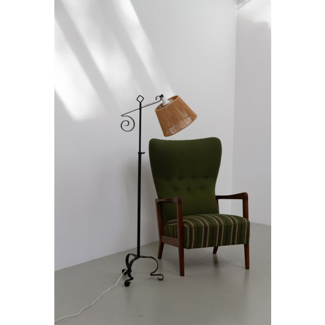 Swedish Forged Iron Tripod Floor Lamp, 1940s For Sale - Image 16 of 17