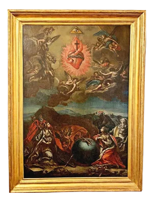 The 4 Continents in Adoration of the Sacred Heart of Jesus, Late 17th Century, Oil on Canvas