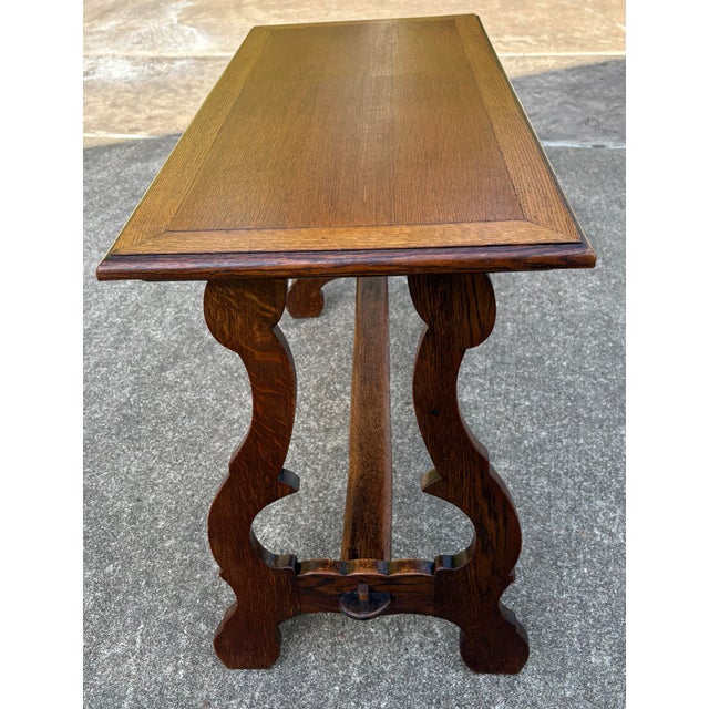 Vintage Spanish Revival Console Trestle Table For Sale - Image 4 of 10