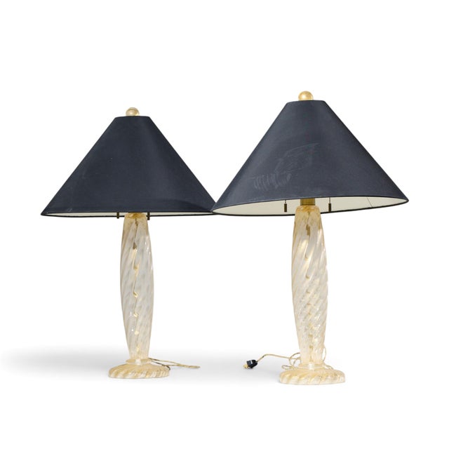 Mid-Century Modern Mid 20th Century John Hutton for Donghia Ondoso Mid Century Murano Glass Lamp - Pair For Sale - Image 3 of 9