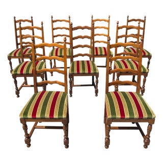 1910s French Louis Philippe Style Solid Walnut Dining Chairs - Set of 8 For Sale