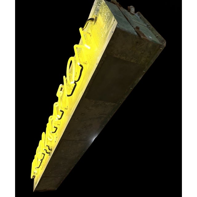 Yellow Vintage Industrial Neon “Information” Light For Sale - Image 8 of 15