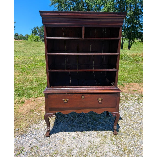 American Antique American Georgian New England Style 2 Piece Solid Cherry Highboy Chest on Chest Late 1800s For Sale - Image 3 of 18
